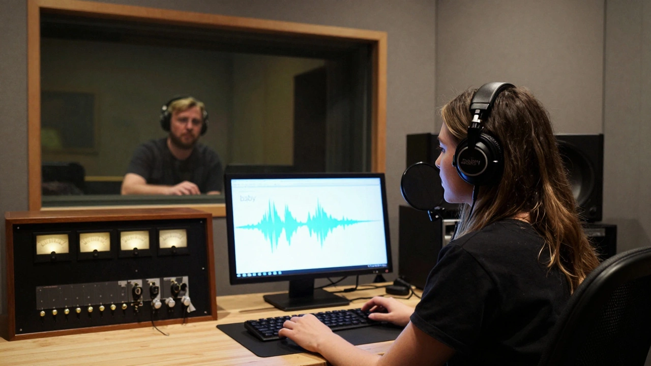 A recording studio waveform showing a long, intentional silence after a vocal phrase, with no effects.