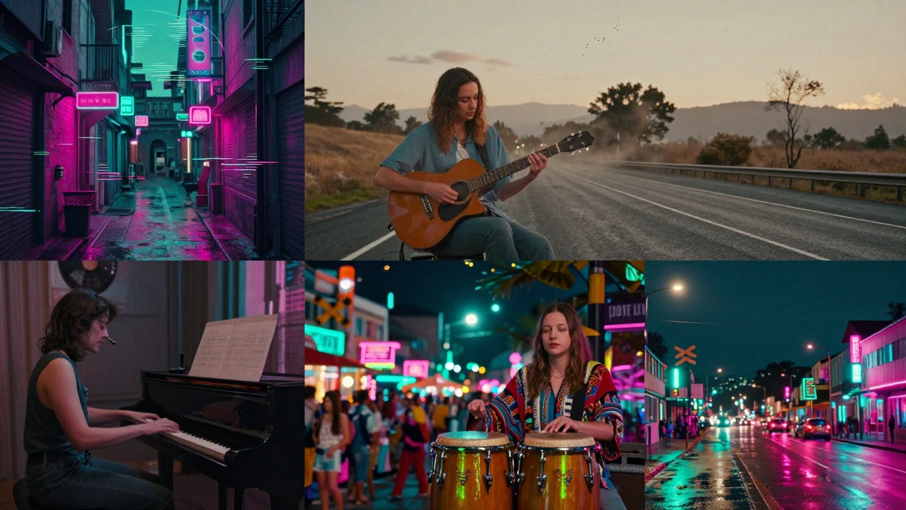 Five distinct global scenes — Berlin, Nashville, Kyoto, Medellín, and Los Angeles — visually merged with Alli’s voice as a unifying thread.