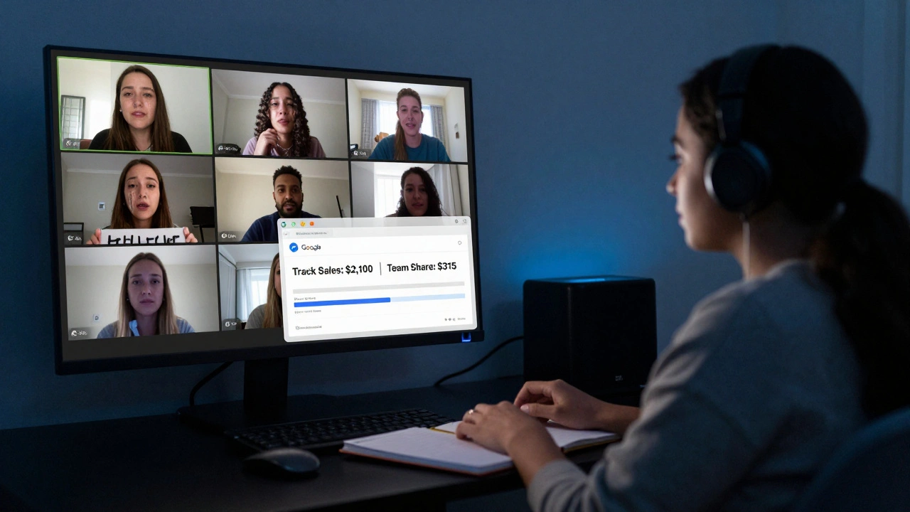 A late-night Zoom listening session with ten viewers quietly experiencing music, no ads or branding visible.
