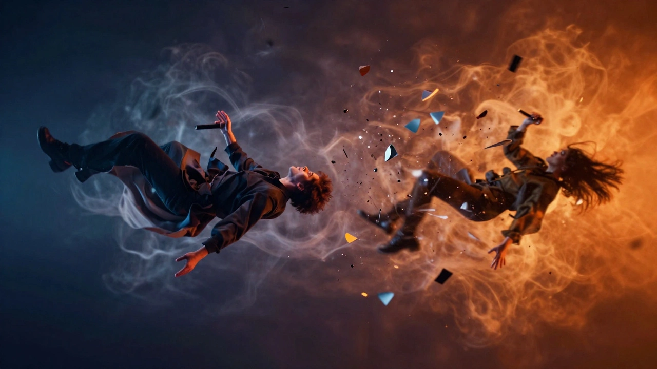 Surreal art depicting the contrast between slow-motion and fast-motion movement.