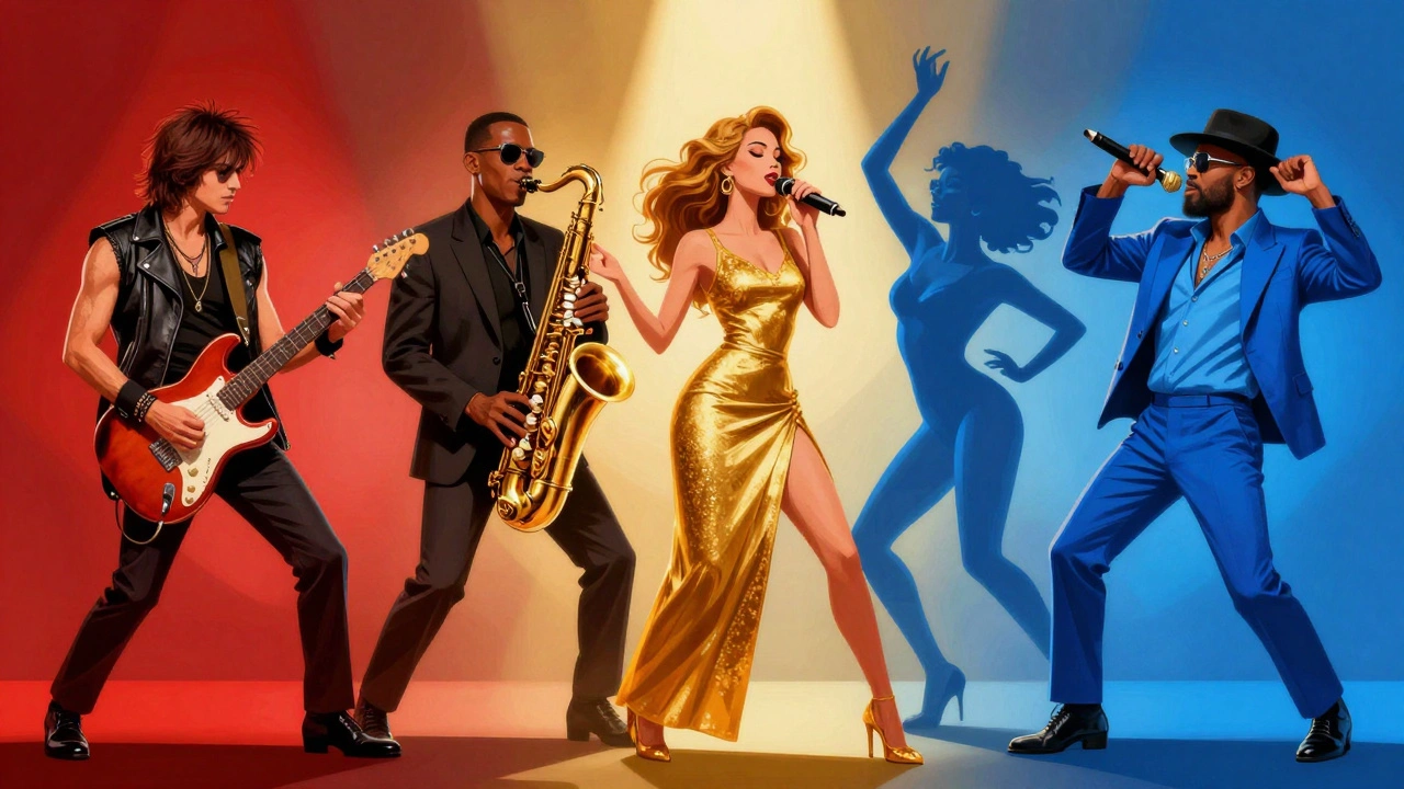 Illustration of a vocalist learning from various music legends