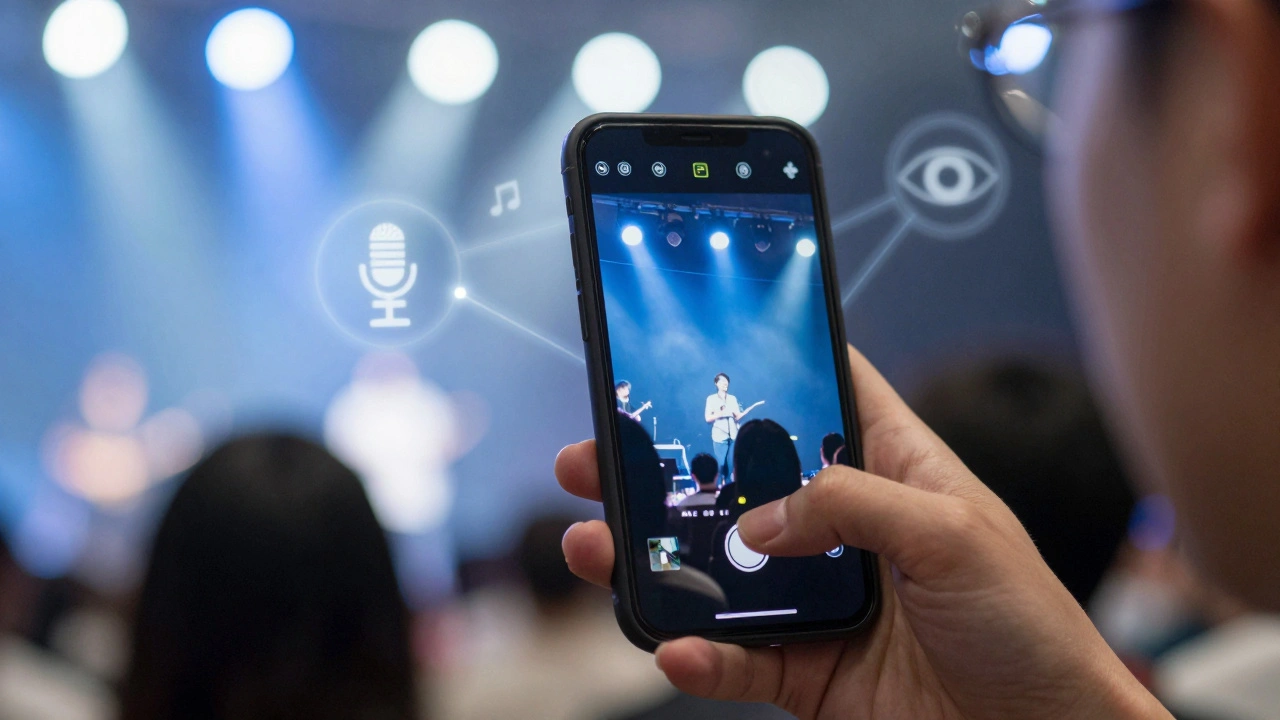 Smartphone recording a stage performance for review