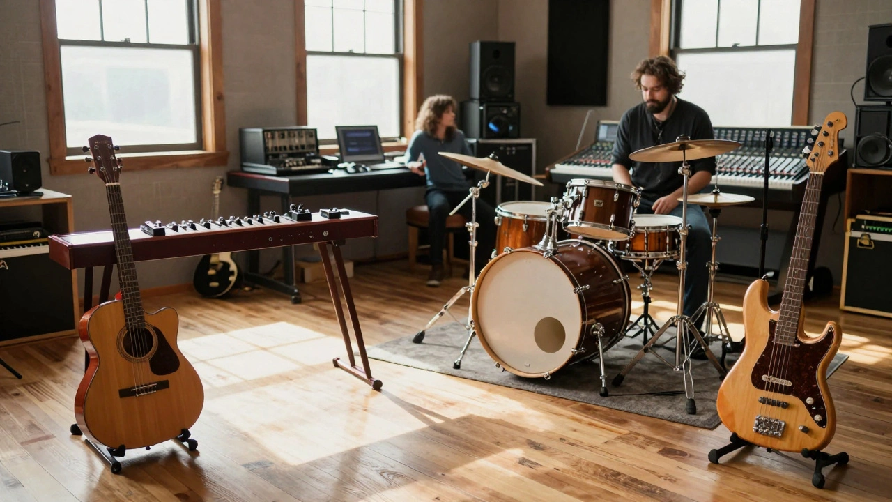 Studio session with pedal steel and drums for new album