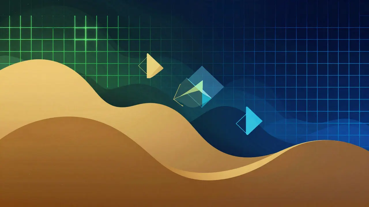 Abstract art showing a transition from warm soulful tones to cool electronic visuals