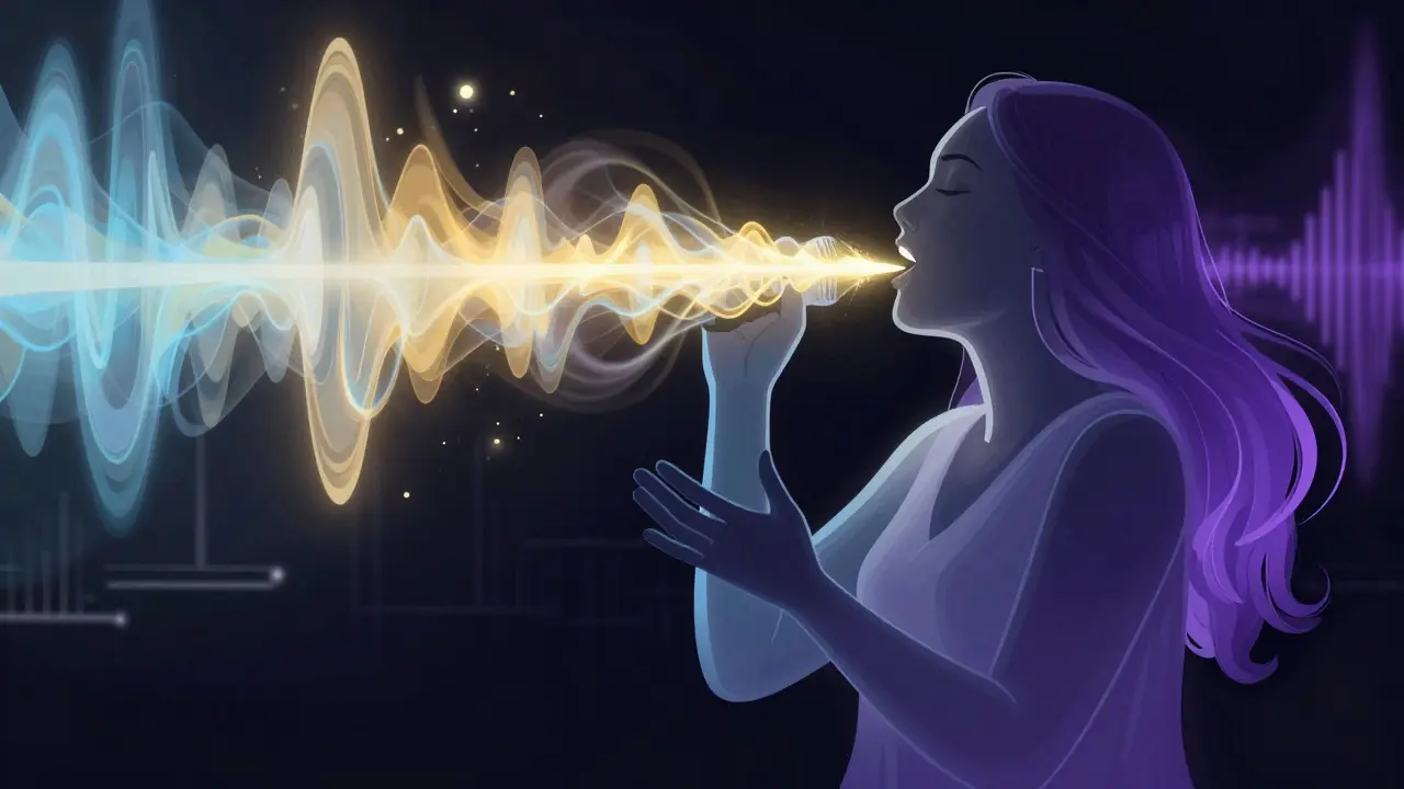 Abstract art showing sound waves transforming into emotional colors