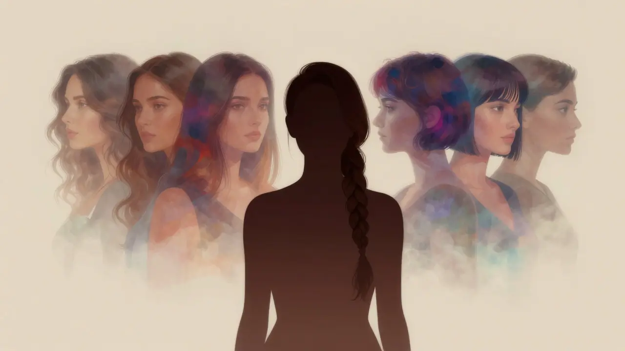 Artistic concept showing a braided silhouette evolving into other styles