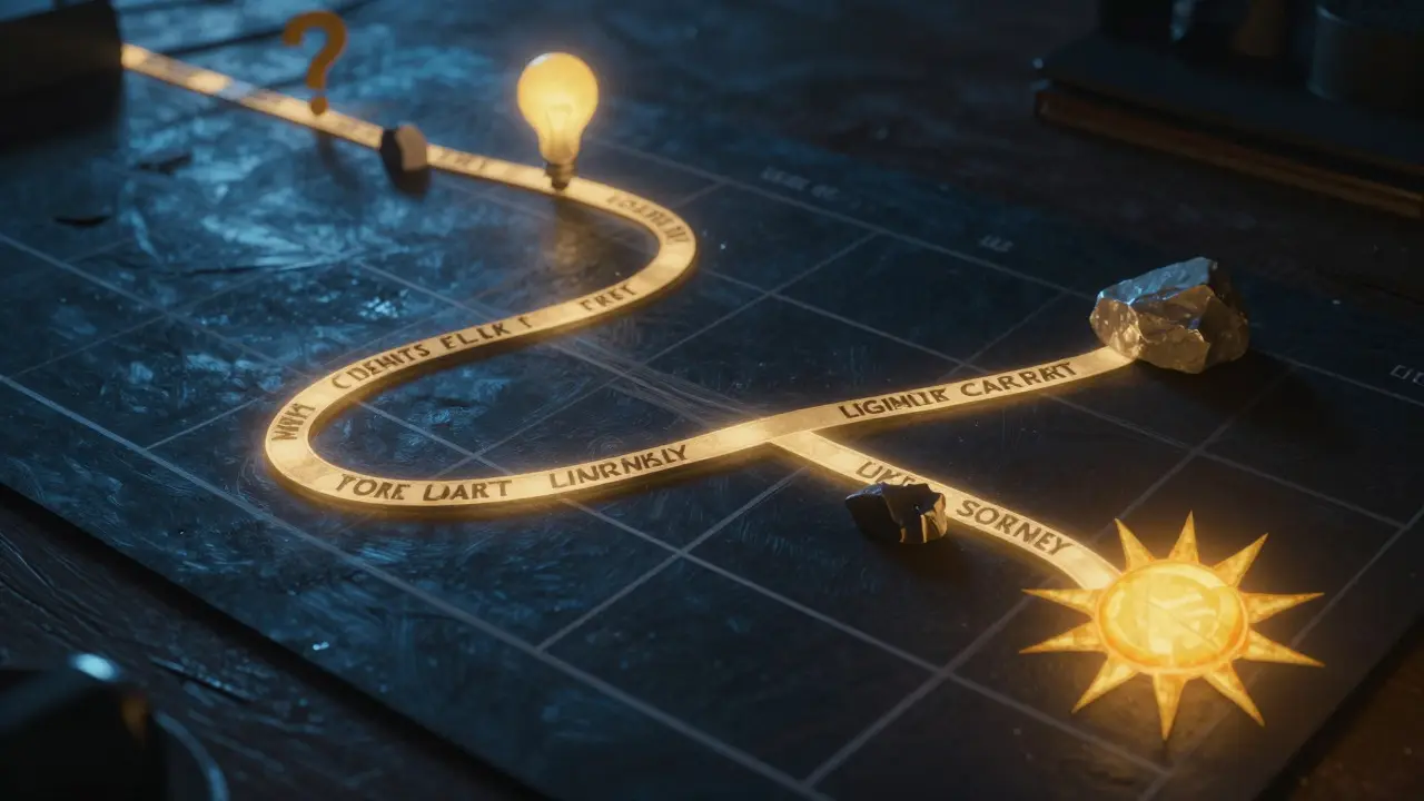 Conceptual illustration of a content calendar as a winding narrative path