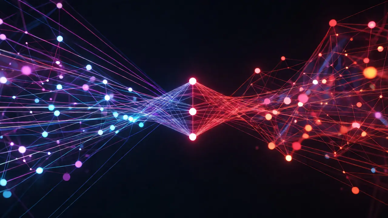 Abstract digital network connecting different music audiences via a central node