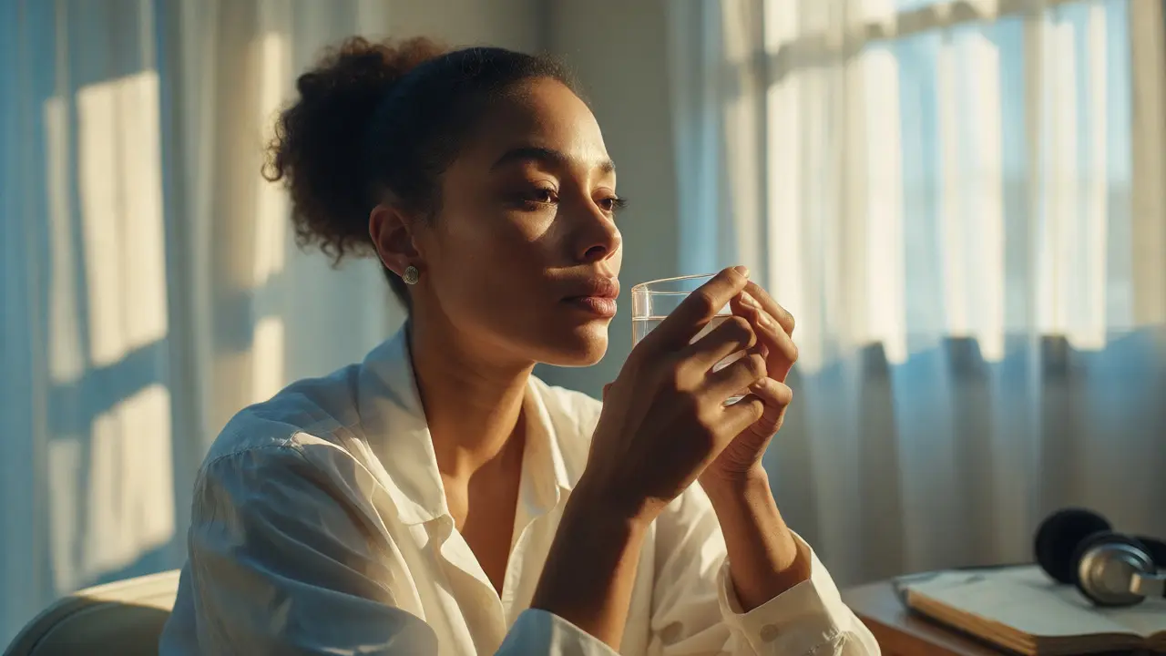 R&amp;B artist finding peace and balance during a quiet moment of self-care