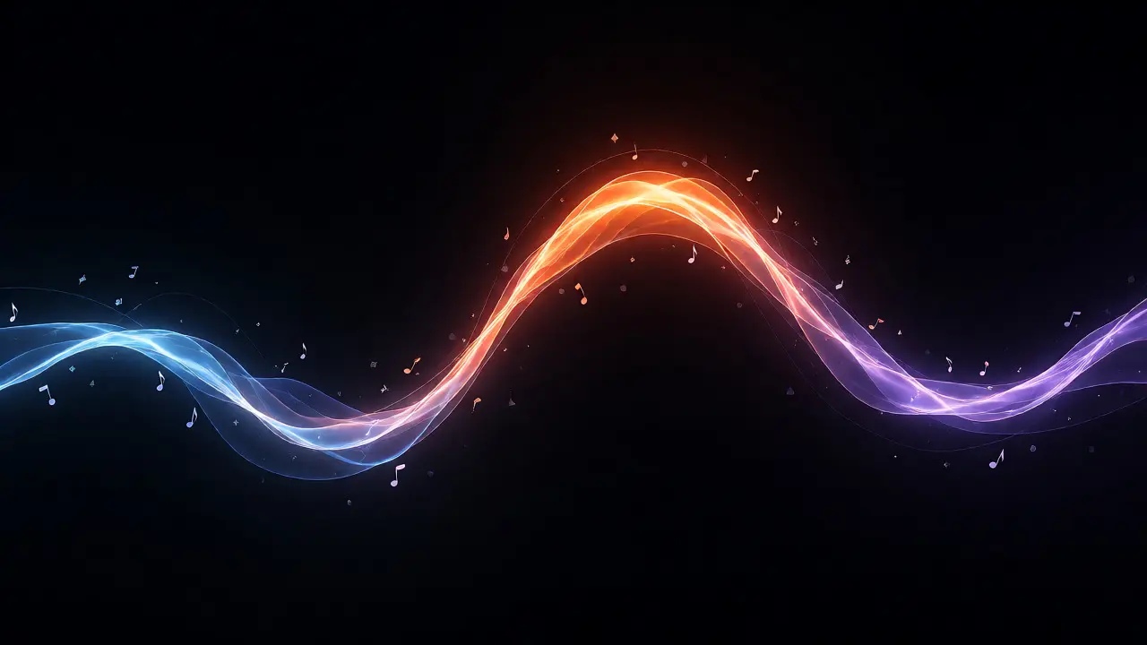 Abstract glowing curve visualizing musical energy progression