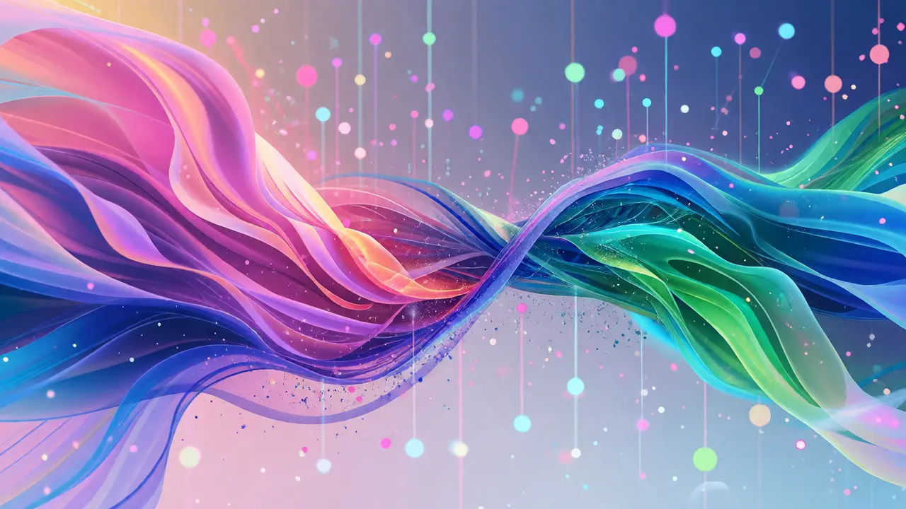 Abstract intertwining streams of colorful light representing merged fanbases.