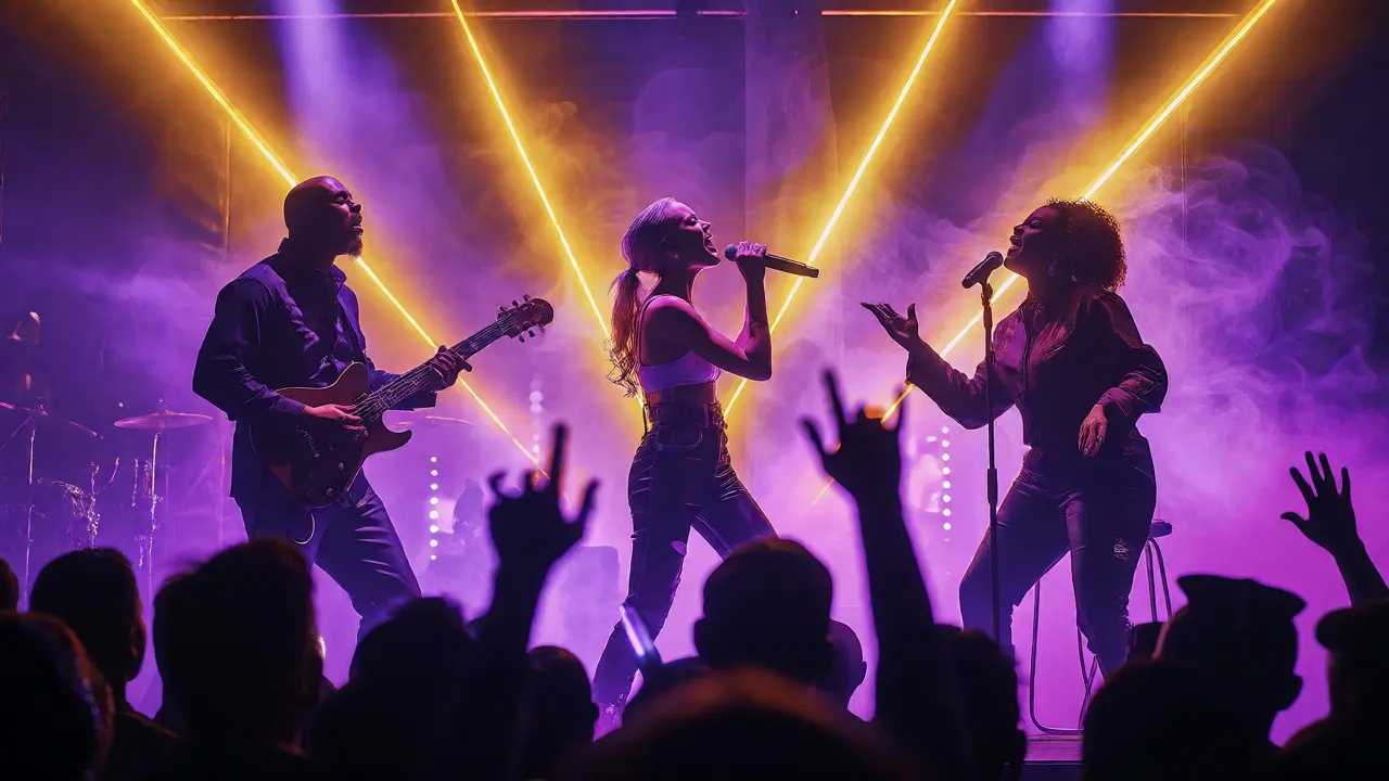 Alli Starr, Ro James, and Marsha Ambrosius performing together on stage
